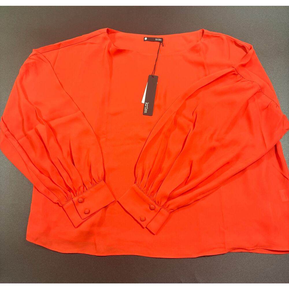 Krisa @ Revolve NWT‎ Boatneck Blouse in Samba Pullover Long Sleeves Size L